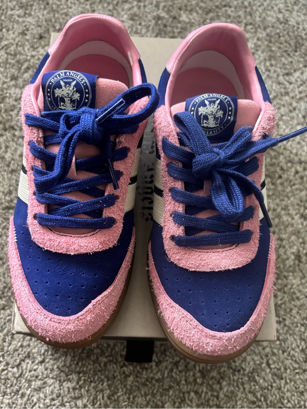 Palm Angels Girls Pink & Blue Suede Low-Top Sneakers